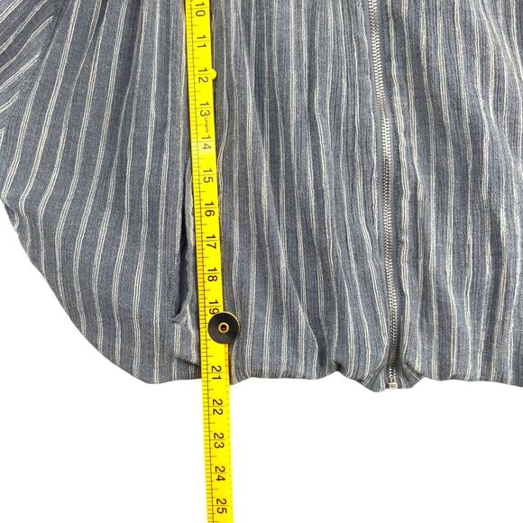 Lush Blue Striped Zip Up Casual Jacket Long Sleeve Collar Cotton Blend Medium - Picture 9 of 9